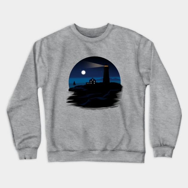 Lighthouse - Night Crewneck Sweatshirt by adamzworld